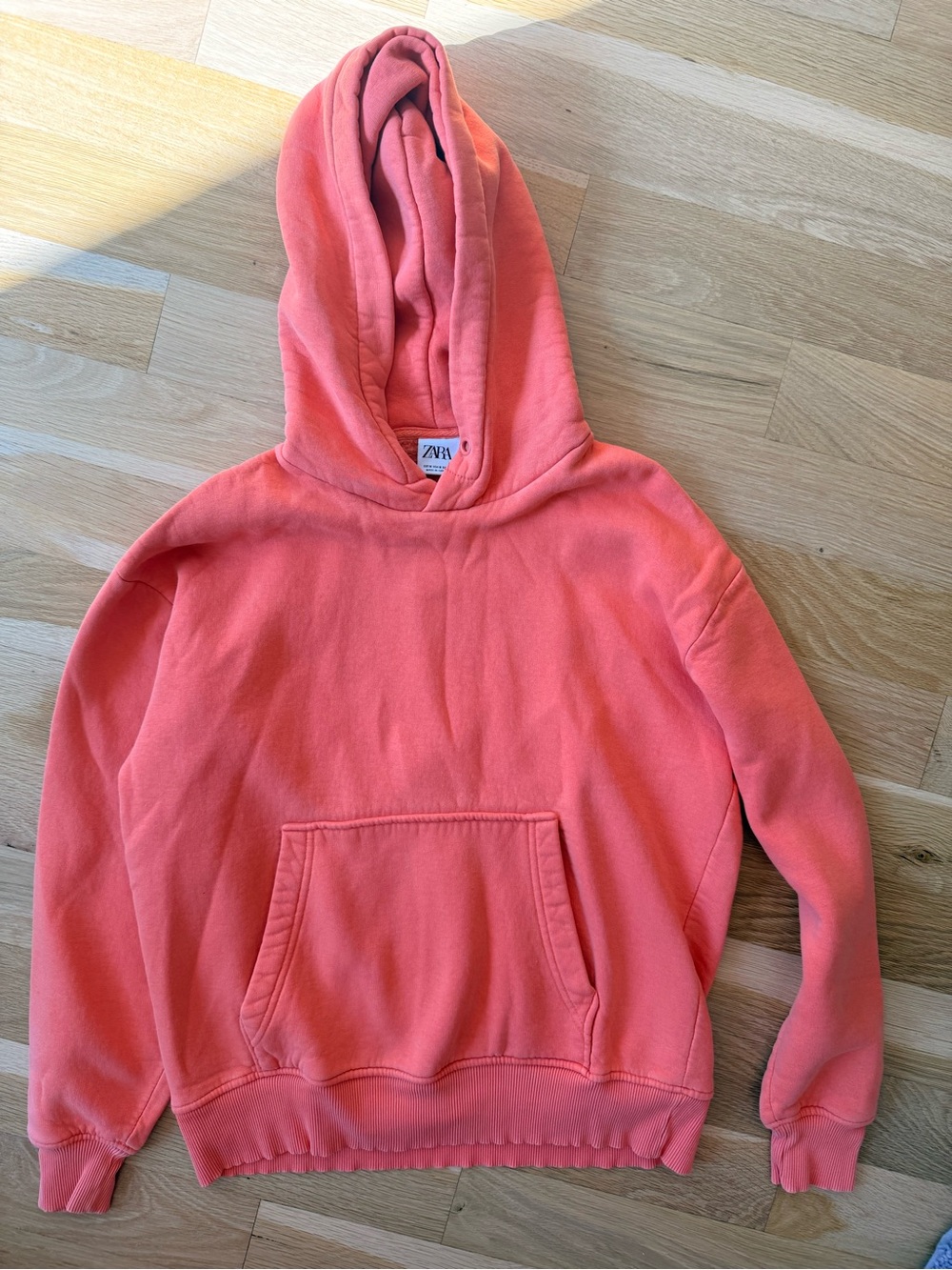 Zara Coral Pink Hoodie Sweatshirt - Women's Pullover